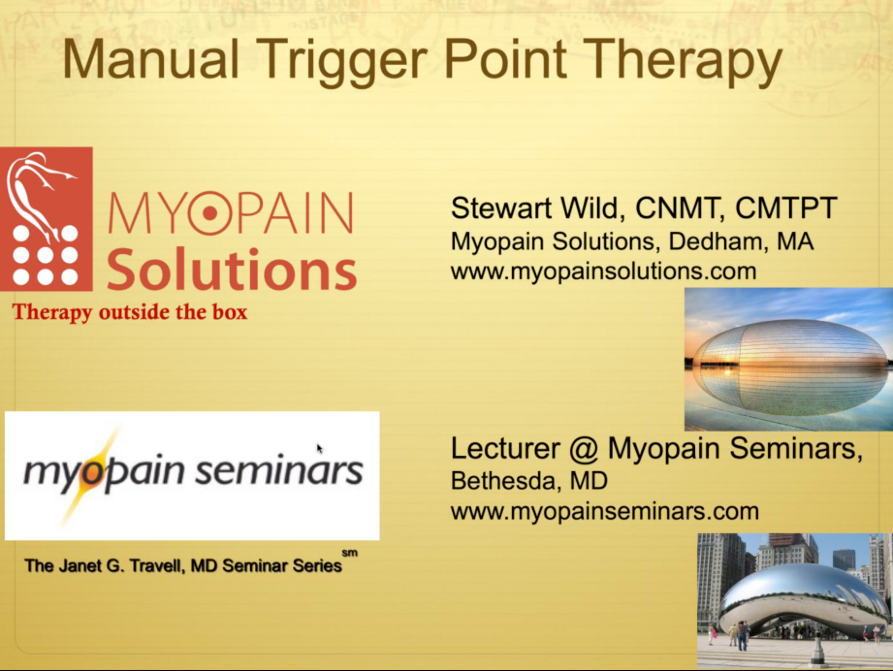 Manual Trigger Point Therapy Myopain Seminars